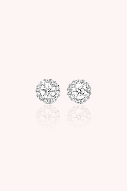 SOLITAIRE HALO EAR STUDS