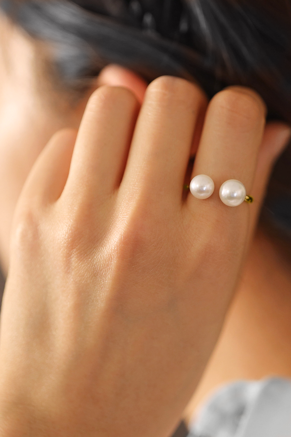 PEARL DUO CUFF RING